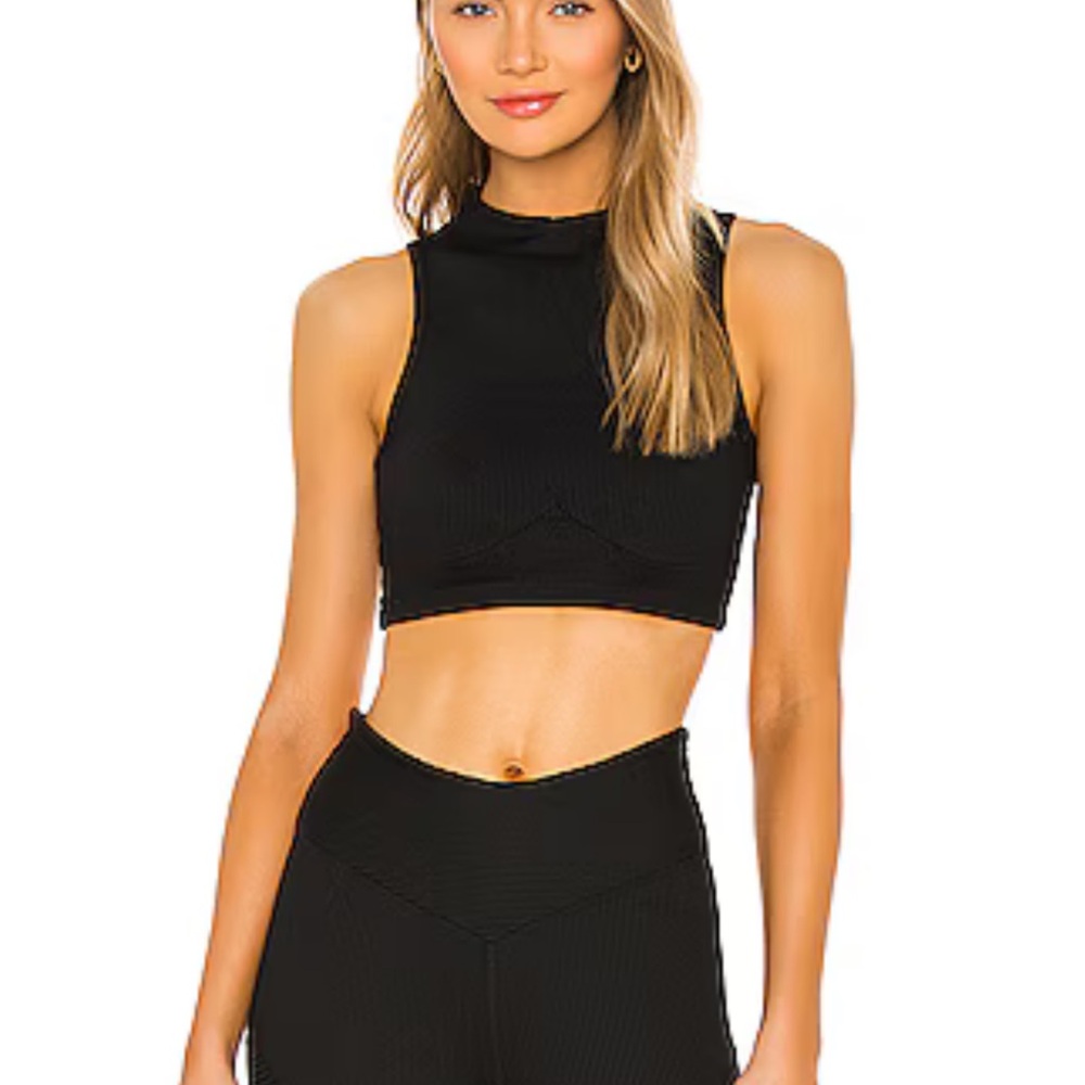 Year of Ours Black Ribbed Crop Top